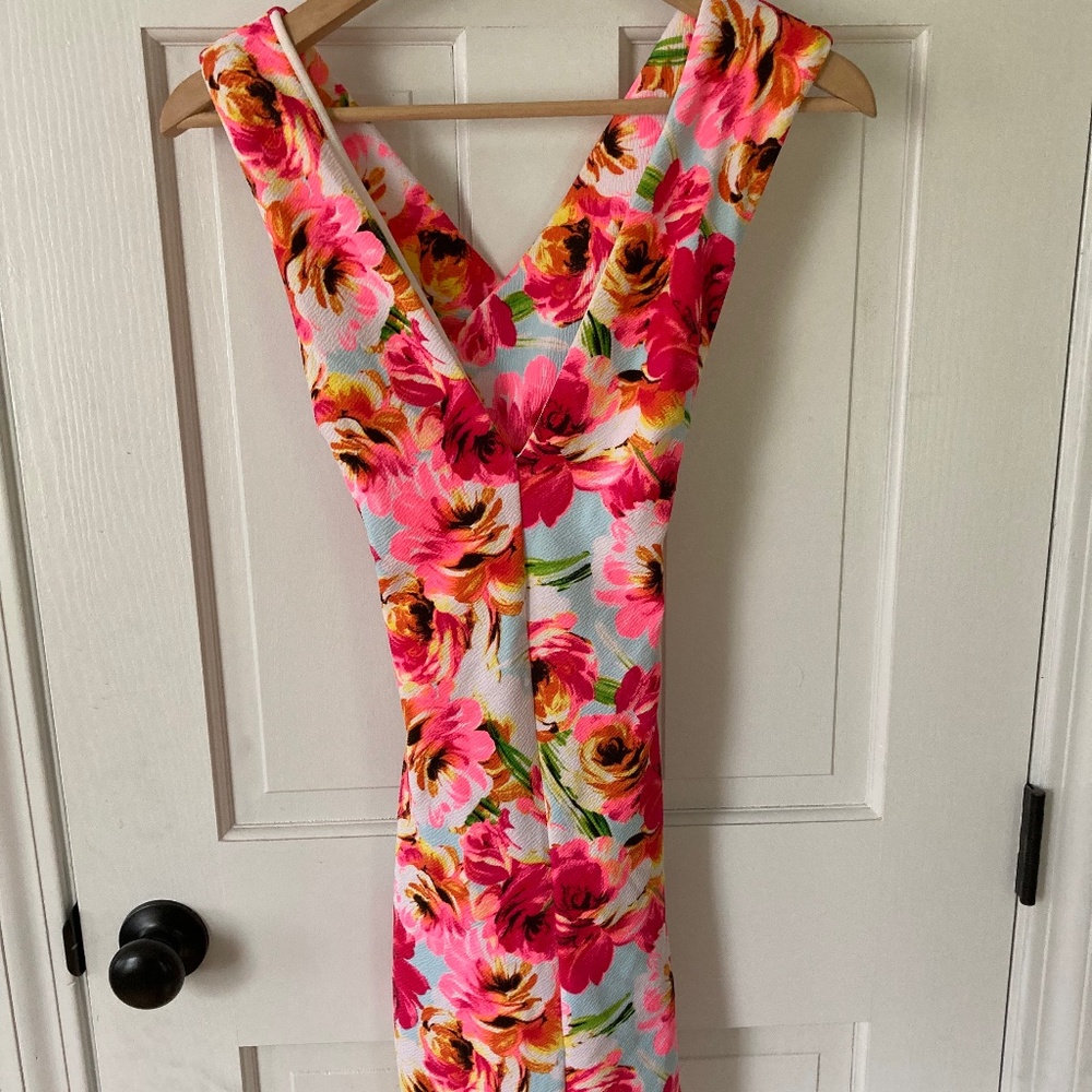 Bright floral cross back dress